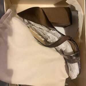 Vince Camuto Brown Satin Platform Heels
